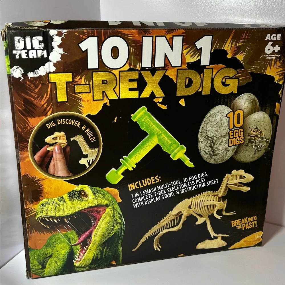 Dig Team 10 in 1 T-Rex Dinosaur Dig Activity 10 Egg Digs New